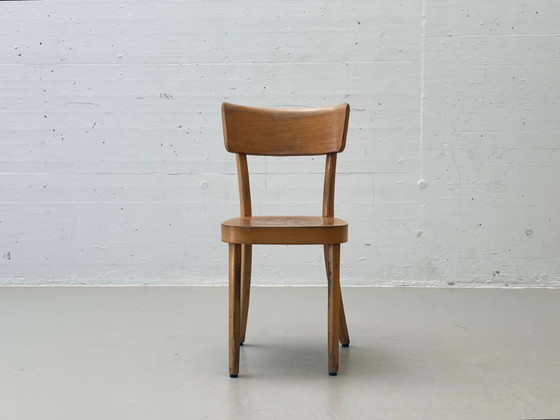 Image 1 of Set van 6 gebogen houten stoelen, gemaakt van massief hout, Thonet ZPM Radomsko, Polen, jaren 1950.
