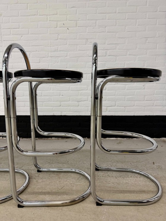 4 Vintage Italy Chrome Barstools – Barkrukken, Metal (photo 17 of 21)
