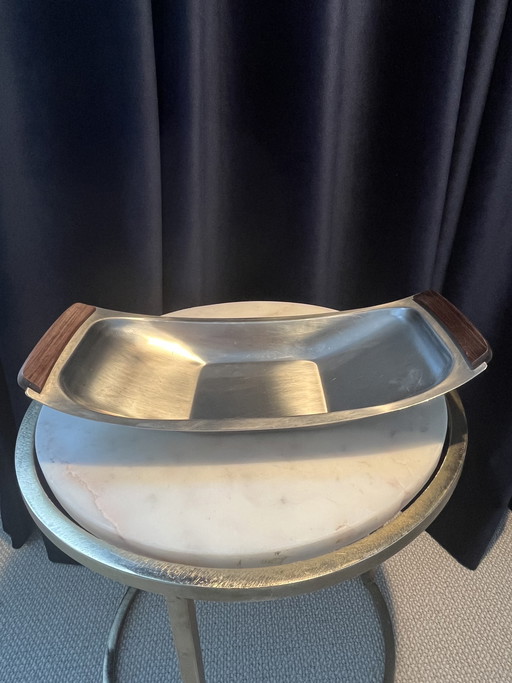 Plat vintage en acier danois style Mid-Century Modern