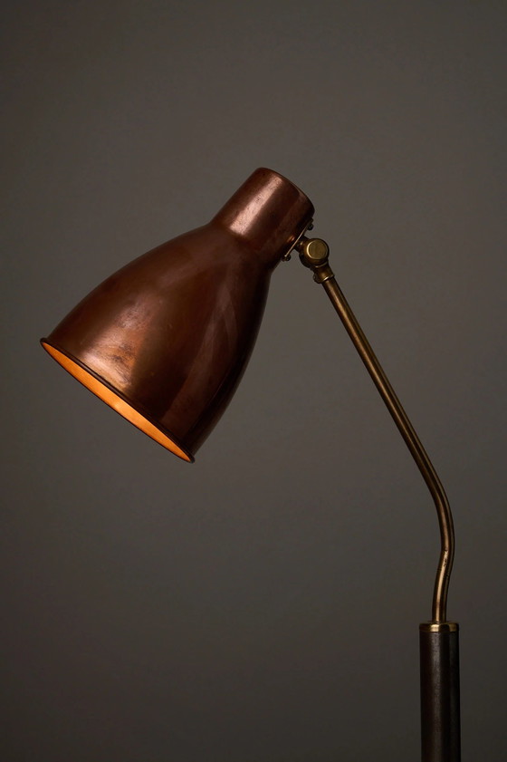 Lampe de bureau Mid-Century Modern en cuivre et laiton, Europe, années 1950, Mid Century Modern (photo 4 sur 11)