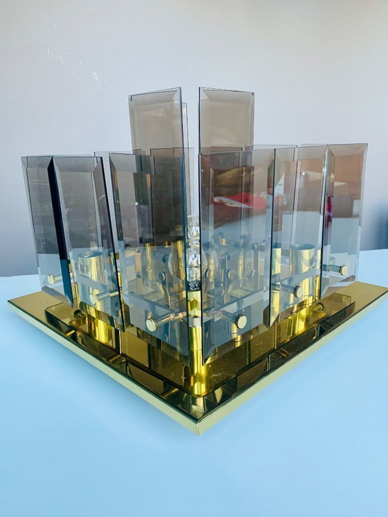 Image 1 of Hillebrand Brass Ceiling Lamp Mid Century