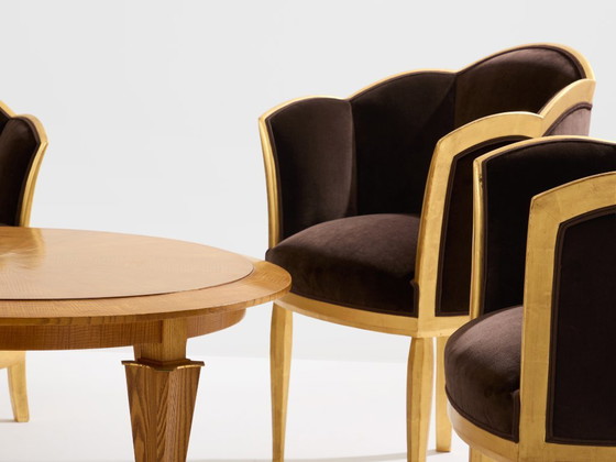 Image 1 of Poltrone in velluto marrone dorato di Maurice Dufrène, circa 1925