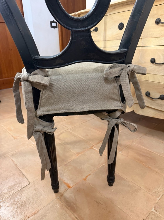 Coppia sedie Dialma Brown - nero anticato e lino écru, Sedie da pranzo, Legno, Tessile, Talpa (foto 4 di 13)