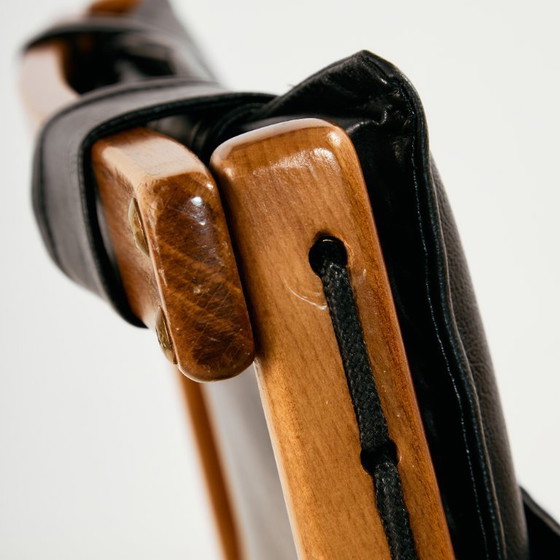 Image 1 of MK11199 Poltrona in faggio con rivestimento in pelle