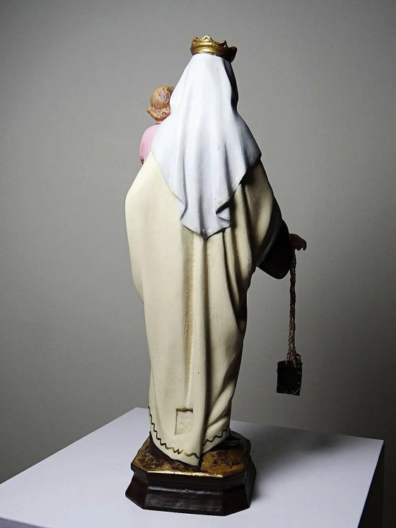 Statuetta gesso ND del Monte Carmelo, laboratori Olot, occhi di vetro, – Oggetti decorativi, Legno, Cromo (photo 6 of 17)