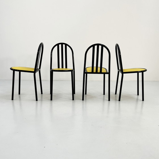 Image 1 of Set van 4 stoelen No.222 in gele stof van Robert Mallet-Stevens voor Pallucco Italia, 1980