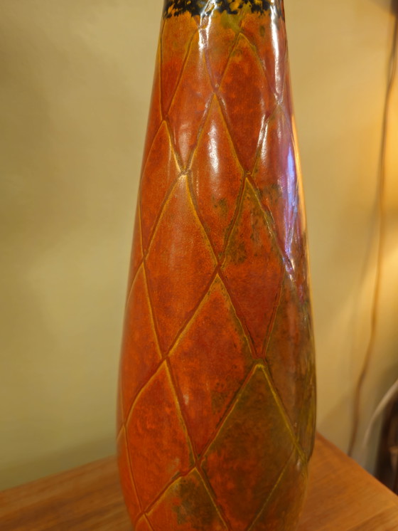 Image 1 of Vintage Orange Green Ceramic Vase Small Vase Germany