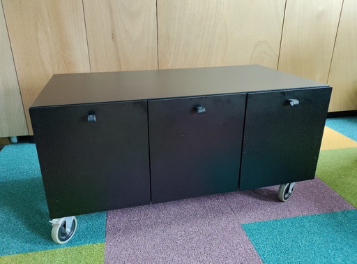 2 Bulo black rolling cabinet