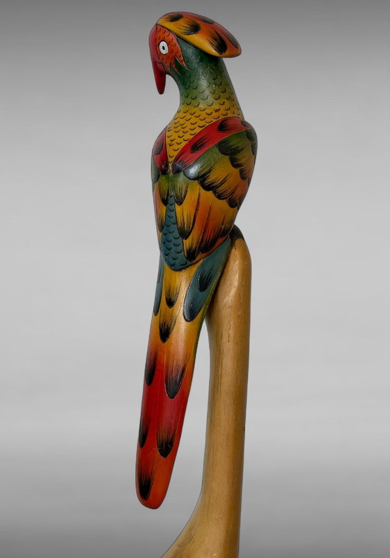 Image 1 of Scultura d'epoca in legno di balsa, pappagallo
