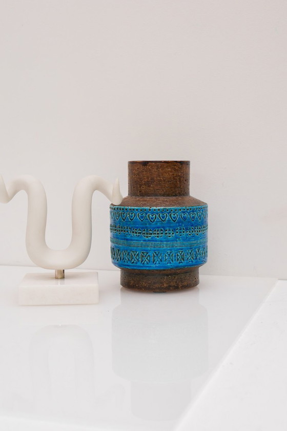 Vintage Rimini Blue Ceramic Vase by Aldo Londi for Bitossi, Italy, 1960s – Mid Century Modern (photo 2 of 12)