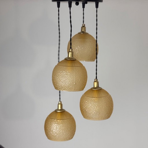 ANCIEN LUSTRE CASCADE 4 FEUX VINTAGE