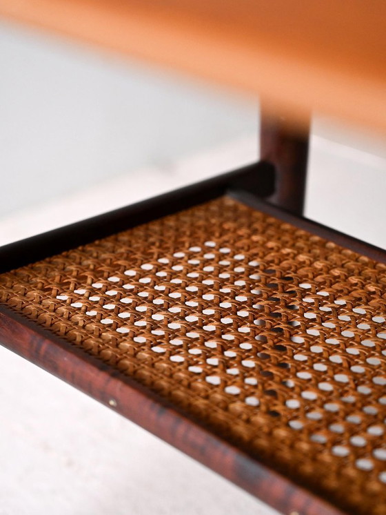 Image 1 of Mesa de centro escandinava de los años 60 con estante de paja de Viena