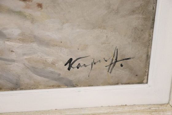 Image 1 of Dipinto ad olio su tela, Paesaggio invernale, firmato Karpoff