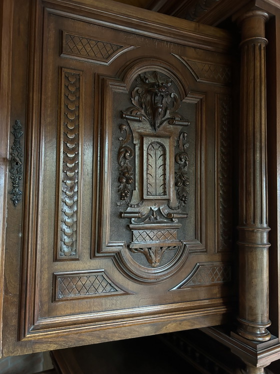 Buffet ancien en chêne de style néo-Renaissance/Henri II, vers 1880-1900 – Meubles de rangement, Metal, Wood (photo 5 of 5)