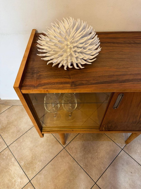Image 1 of Drankbar in mid-century modern stijl, gemaakt van teakhout en glas, met kast, jaren 60.