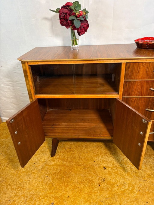 Mid-Century Modern Walnut Sideboard / Cocktail Cabinet by František Jirák for Tatra Nábytok – Circa 1960s  A stunning Mid-Centur