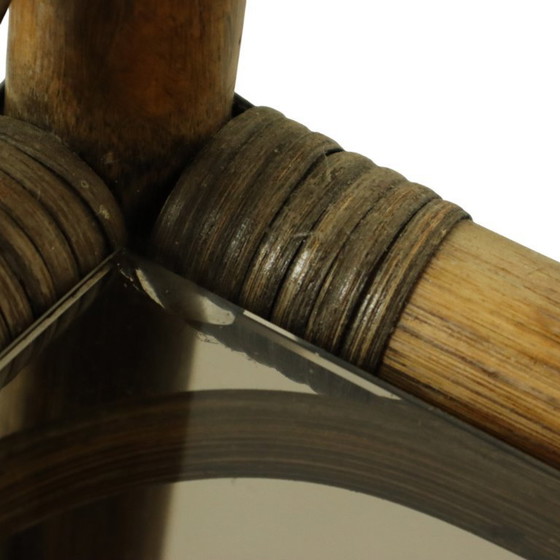 Image 1 of Vintage Boho Shelving Unit, Bamboo and Smoked Glass