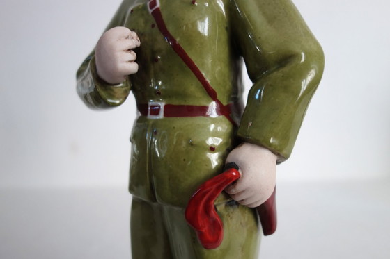 Image 1 of Chinese Porcelain Biscuit Soldier Figurine Statue - Cultural Revolution #2