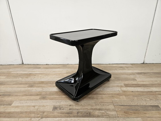 Space Age bijzettafel in zwart plastic met wielen, 1970, Kunststof, Klassiek (foto 3 van 9)