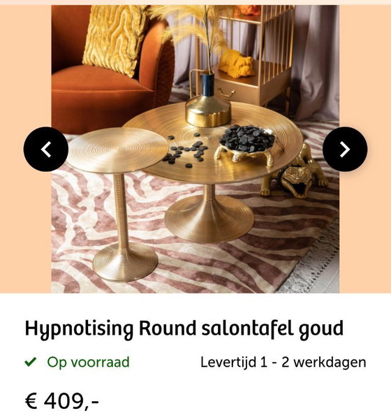 Image 1 of Bold monkey hypnosing round golden coffee table
