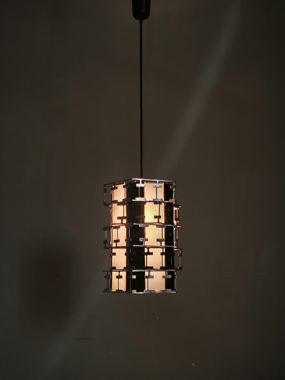Image 1 of Lampada a sospensione geometrica ceca in cromo, metà del XX secolo, anni '60