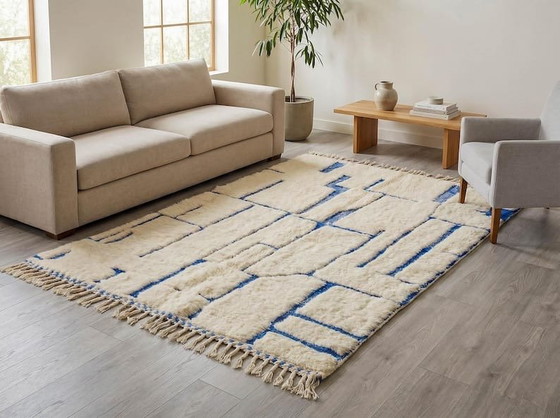 Traditional Handmade Pure Wool Rug Size 2/3, Aime Té, Rugs & carpets, Blue (photo 3 of 7)