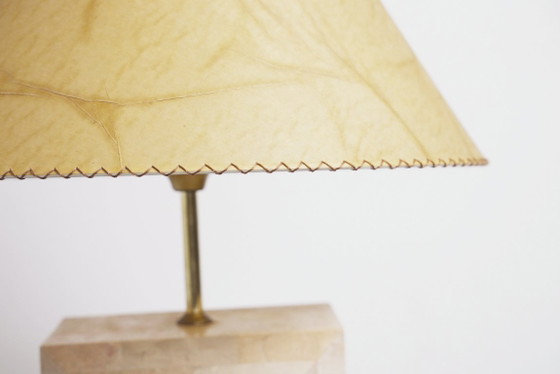 Image 1 of Vintage Marble Table Lamp Italian Art Deco Stone Lamp Geometric Marble Lighting Mid Century Modern Accent Lamp