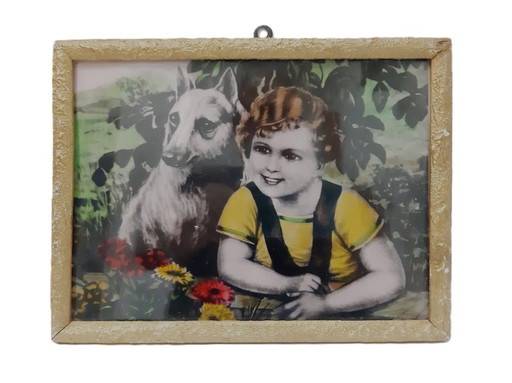 Vintage Framed Print - Boy and Dog