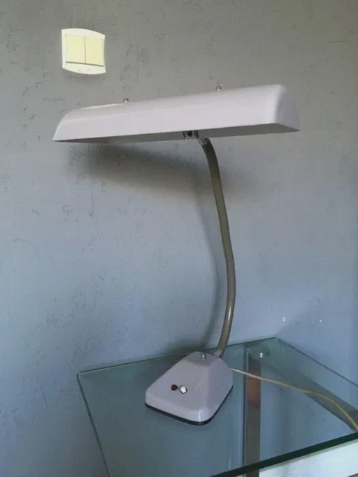 Lampada da scrivania Helo Neuburg, metallo laccato grigio chiaro, Germania, anni '60