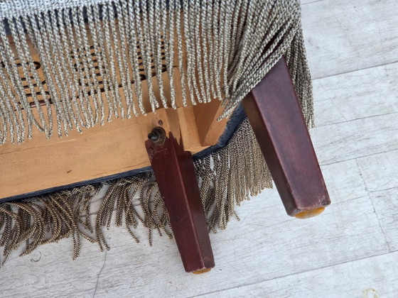1970s, Danish 2-seater sofa, furniture velour, beech wood., 2 seaters, Velvet, Blue (photo 2 of 21)