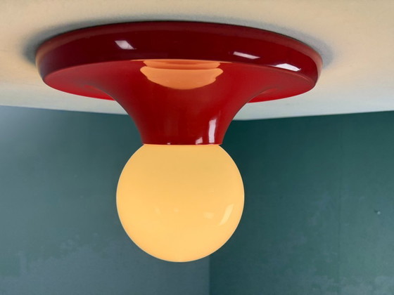 Image 1 of Lampada da parete o soffitto "Light Ball" in metallo rosso Castiglioni per Flos, Italia anni '70