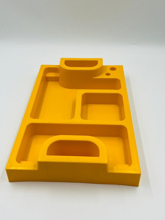 Image 1 of Gelber Schreibtisch-Organizer im Space-Age-Stil der 1970er Jahre