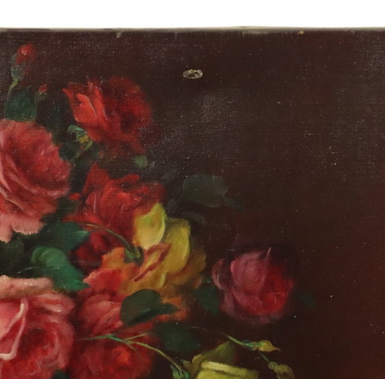 Image 1 of Large Flower Painting Still Life Roses 100x60cm