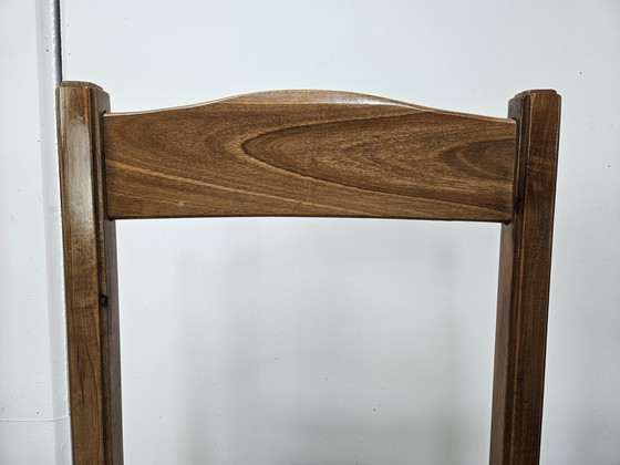 Image 1 of Beuken eetkamerstoelen met geometrische zitting uit 1950