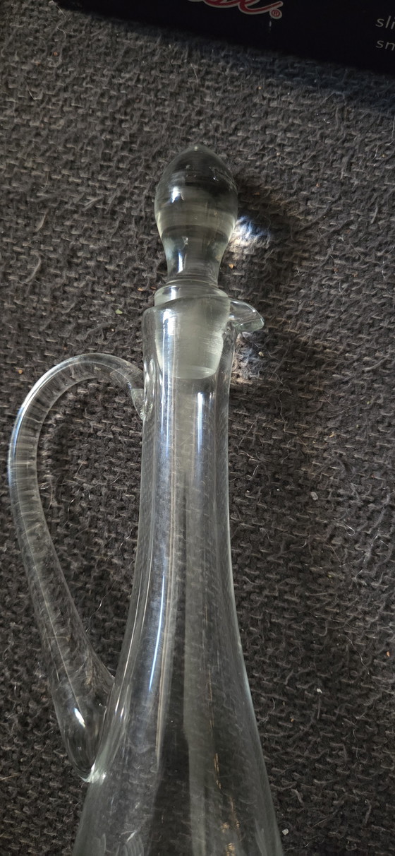 Prachtige Vintage Likeurset / Portset met Karaf en 6 Glazen – Geëtst Bloemmotief – Glazen & Karaffen, Glass (photo 5 of 5)