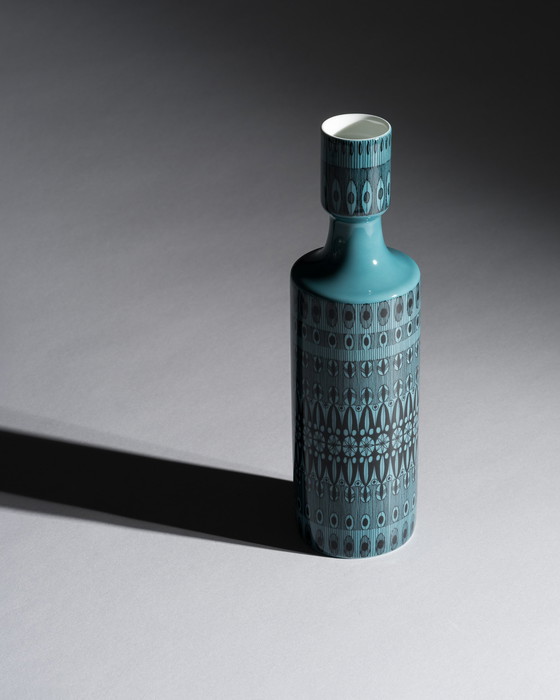 Image 1 of Trío gráfico turquesa Rosenthal Studio-Line Diseño de Theo Baumann Jarrones y caja