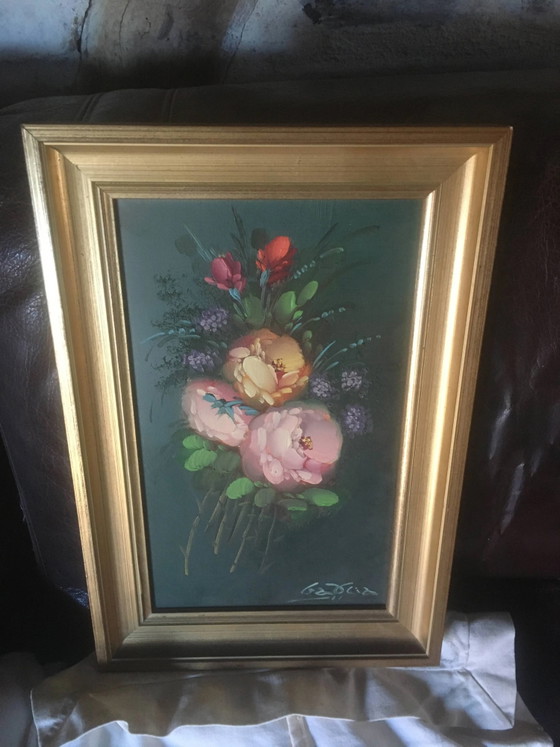 Dipinto a olio bouquet di fiori – Dipinti e disegni, Canvas, Vintage (photo 7 of 7)