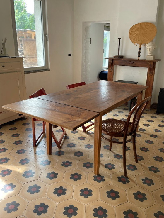 oude Franse eettafel met aanzetblad, houten penverbindingen – Wood (photo 3 of 27)