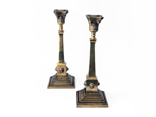Kandelaar Set Victoriaans Stijl – kandelaars en kaarsen, Brass, Metal