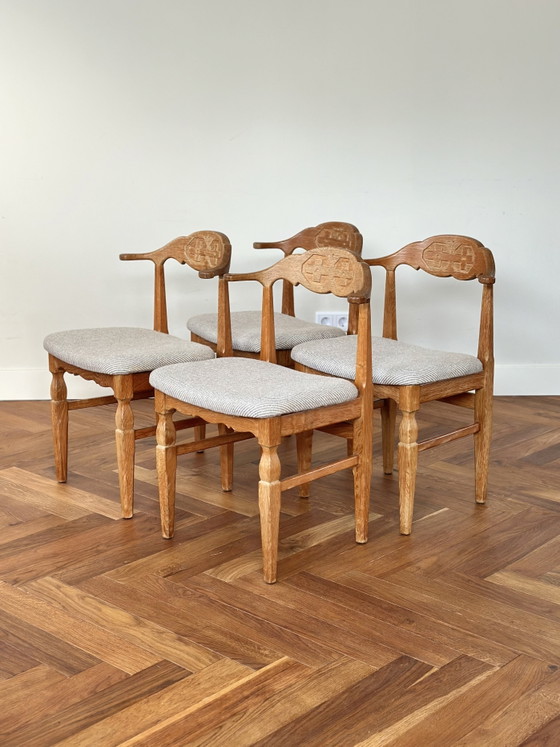 Image 1 of Vintage stoelen set 4 eiken Henning Kjærnulf E.G. Møbler