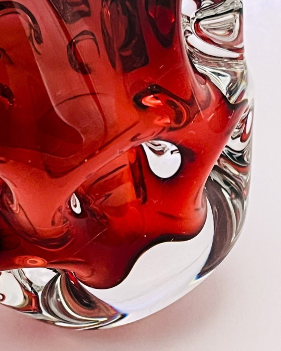 Image 1 of Retro sueco- Börne augustsson- Jarrón con huella digital - alto- rojo