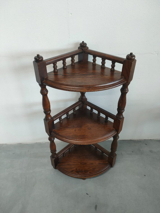 Image 1 of Vintage (Antiek) open hoekmeubel hoekkastje plantentafel/'shelving plant stand' 