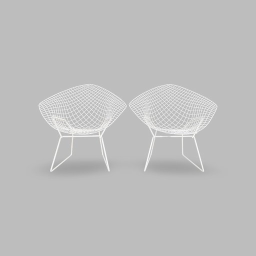 Ensemble de 2 chaises Diamond de jardin Knoll, design Harry Bertoia
