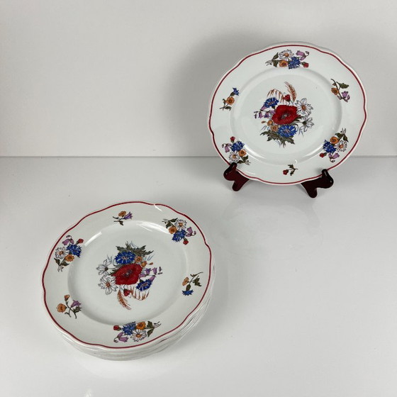 Set of 6 Dinner Plates "Agreste", Sarreguemines, Late 20th Century, Pyroblan – Crockery, Porcelain, Vintage (photo 3 of 13)