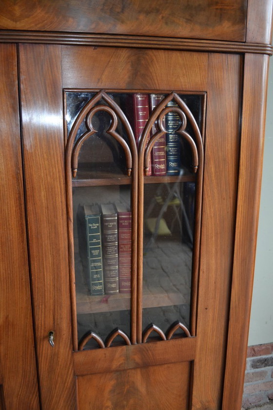Image 1 of Antique mahogany wood display case / gate cabinet.