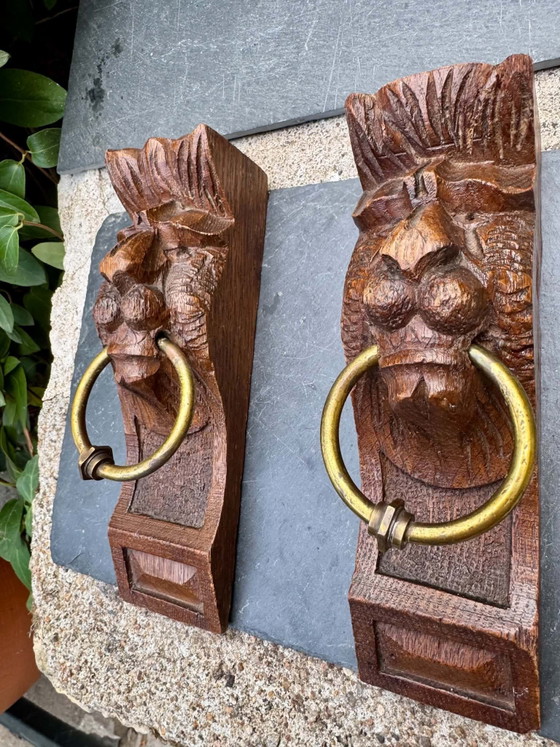2 Corbel Console Lion Supports Wood 19th Century – Decorative Objects (photo 2 of 8)