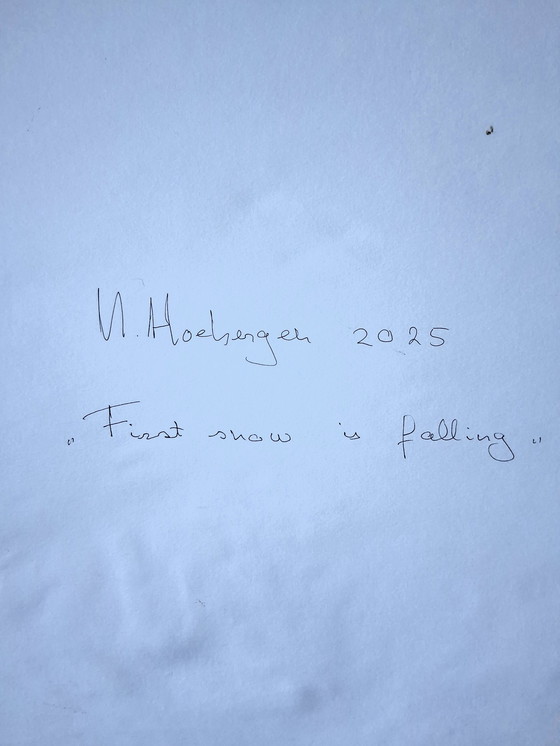 Image 1 of Der erste Schnee fällt, Aquarell und Mischtechnik auf 300-Gramm-Aquarellpapier.