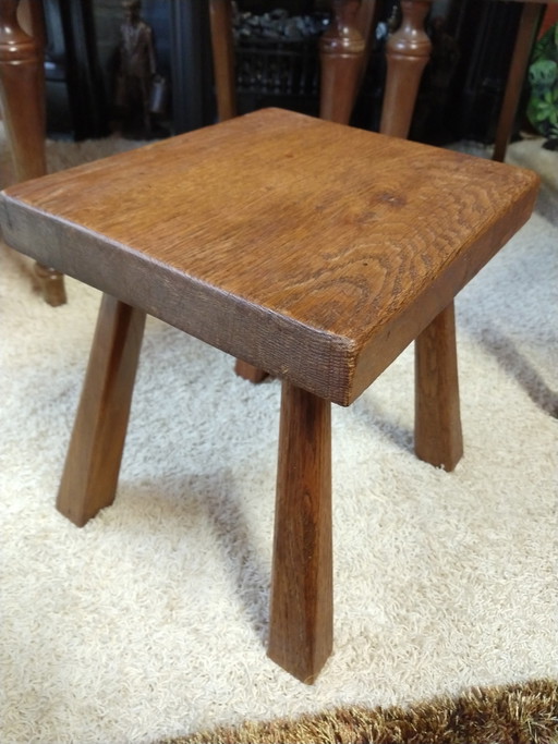 Mesa auxiliar brutalista Wabi Sabi de roble macizo