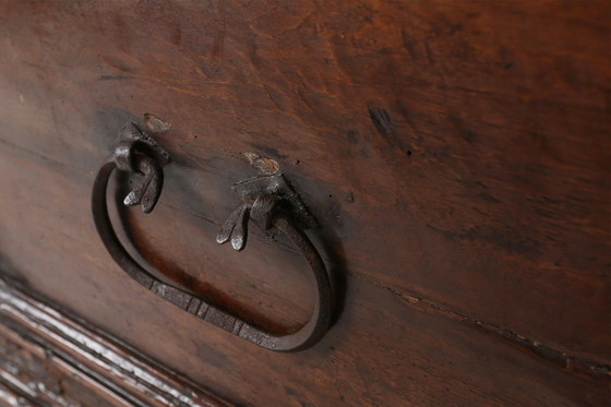 Image 1 of Large 18th Century Carved Oak Chest Linen Trunk, France