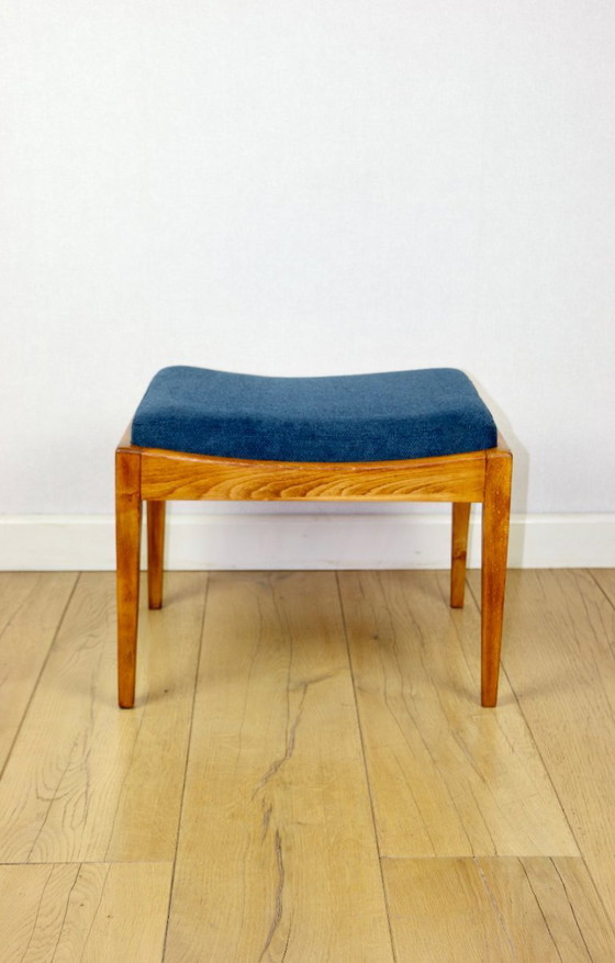 Image 1 of Stool seat navy blue structural fabric Art Deco - 2 pieces available